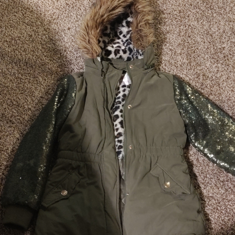 Justice olive girls coat